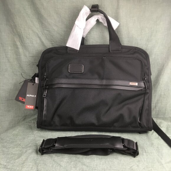NEW TUMI  ALPHA Slim Three Way Brief in black - Picture 1 of 13
